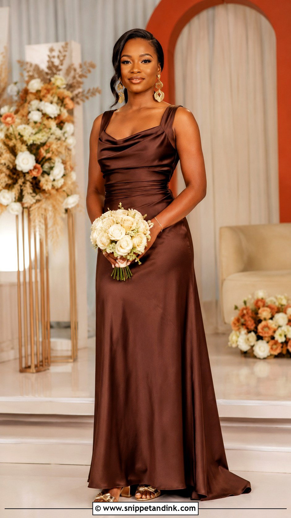 Chocolate Brown Satin Bridal Train Dress - Snippet and Ink - 20 Bridal Train Dresses Nigeria