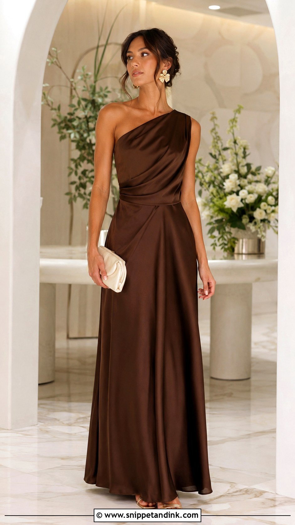 Chocolate Brown Satin Bridesmaid Dress - Snippet and Ink - 20 Best Maid Dresses Designs