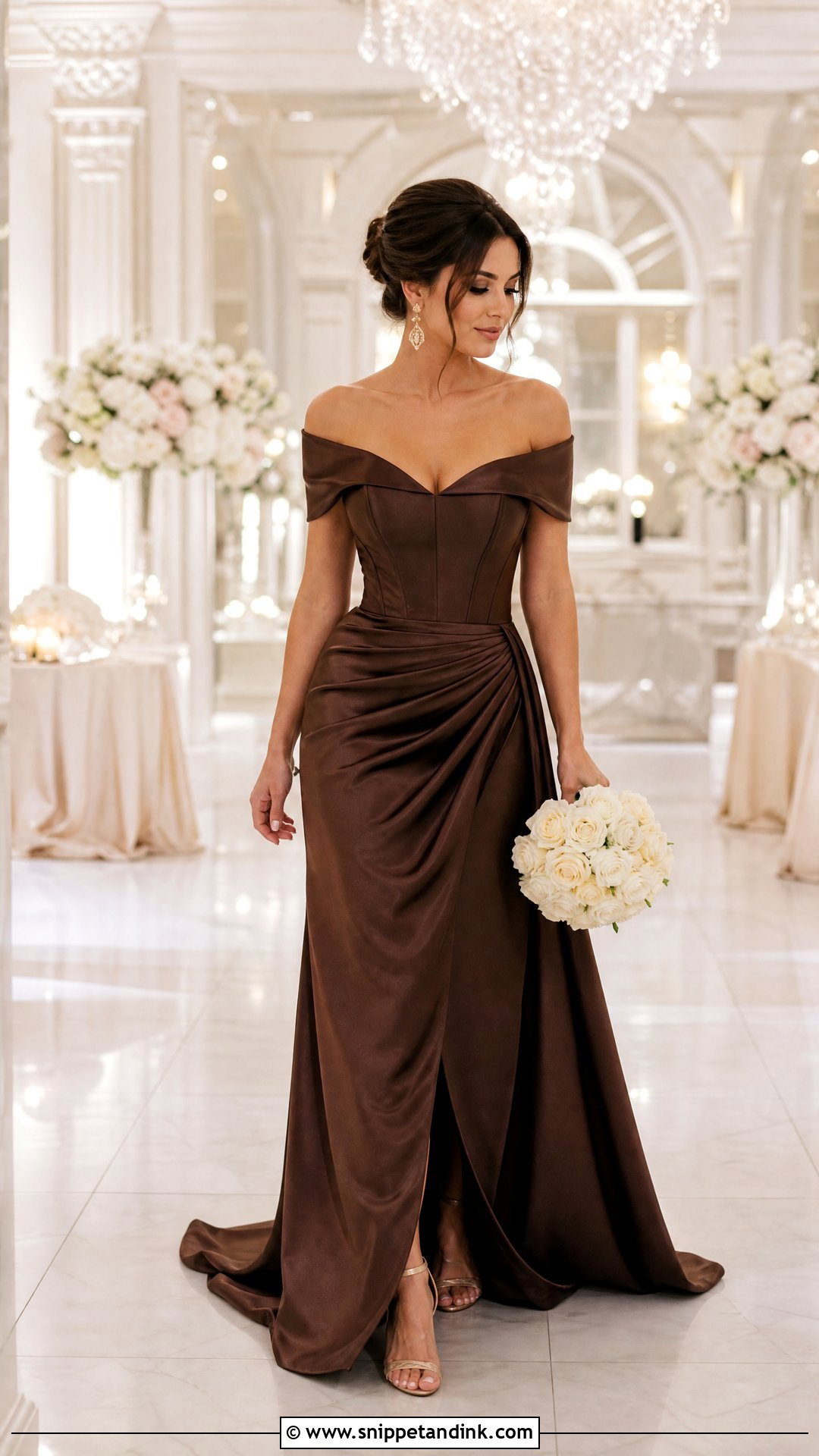 Chocolate Brown Satin Wedding Dress - Snippet and Ink - 20 Brown Wedding Dresses