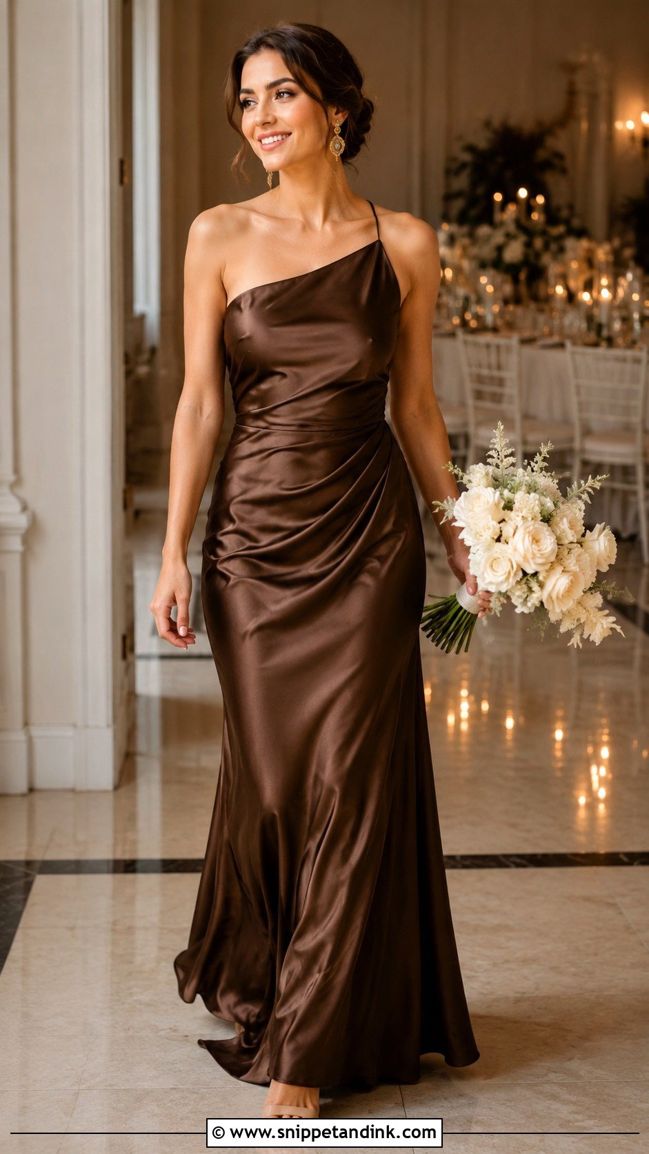 Chocolate Brown Satin Wedding Dress - Snippet and Ink - 30 Brown Wedding Dress Ideas