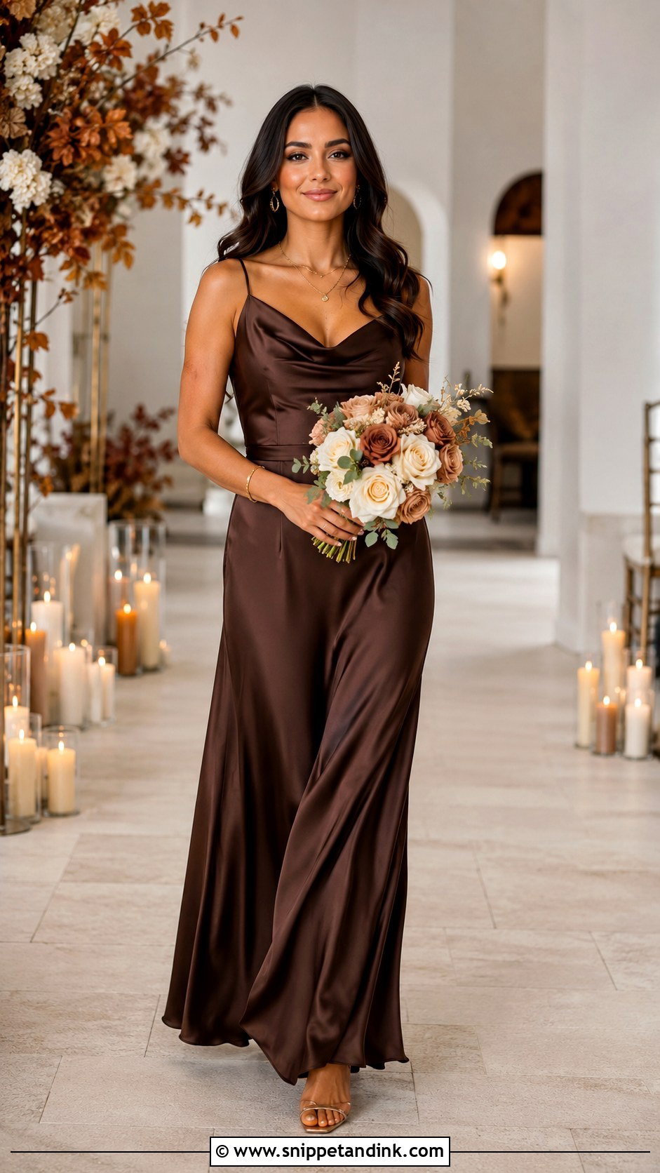 Chocolate Brown Satin Wedding Entourage Gown - Snippet and Ink - 20 Wedding Entourage Gowns