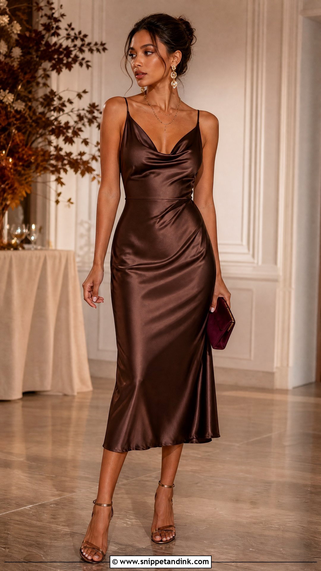 Chocolate Brown Satin Wedding Party Dress - Snippet and Ink - 20 Wedding Party Wear Dresses