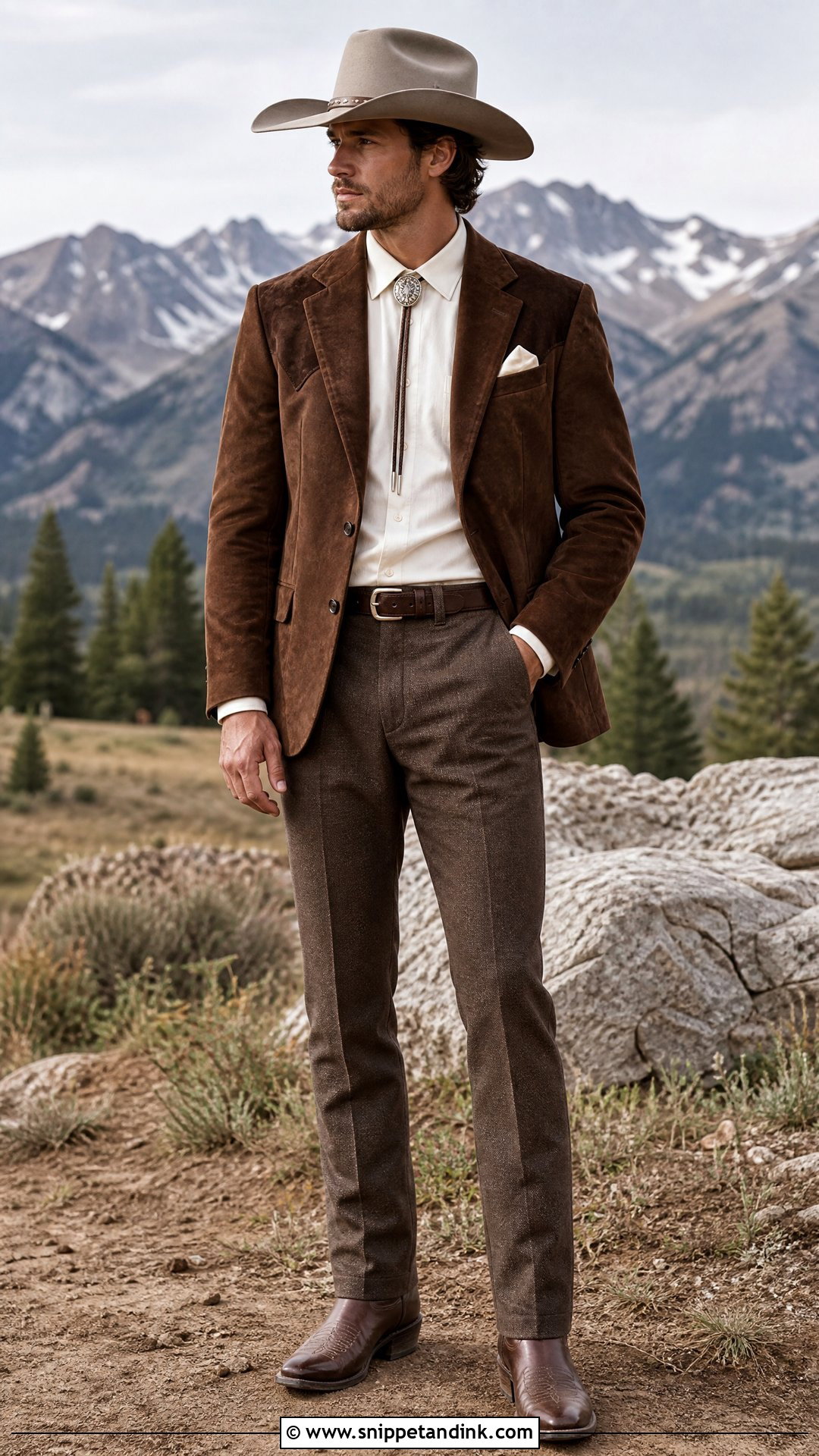 Chocolate Suede Western Wedding Suit - Snippet and Ink - 20 Western Wedding Suit Ideas