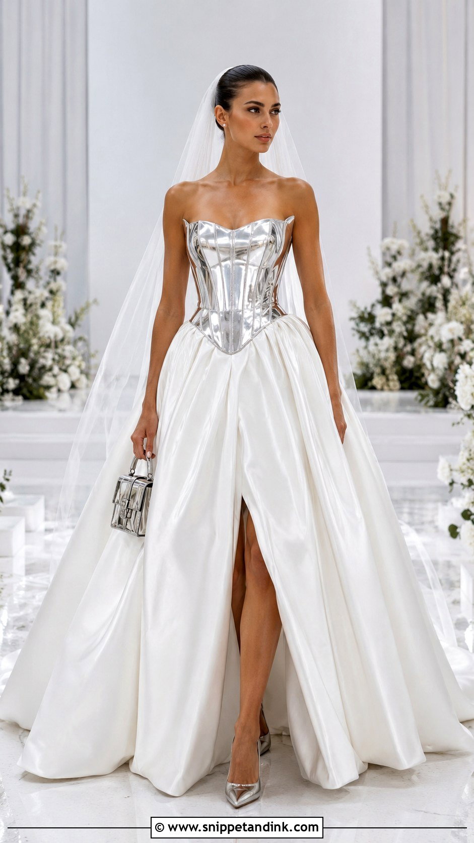 Chrome Corset Wedding Dress - Snippet and Ink - 20 Futuristic Wedding Dress Ideas