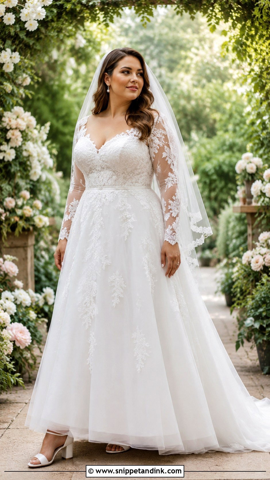 Chubby A Line Wedding Dress With Lace Sleeves - Snippet and Ink - 25 Chubby Wedding Dress Ideas