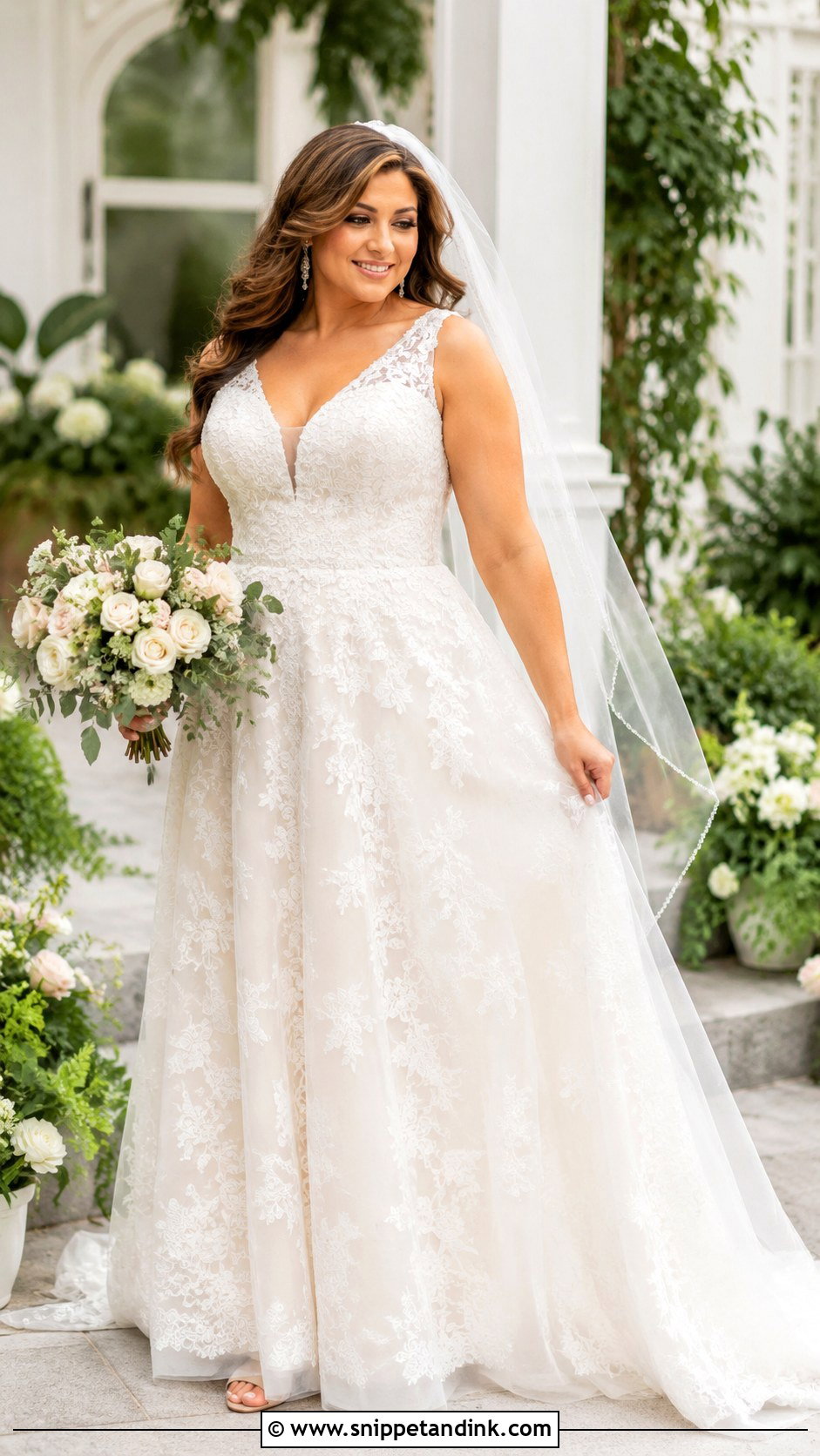 Chubby Lace Wedding Dress With V Neck - Snippet and Ink - 25 Chubby Wedding Dress Ideas