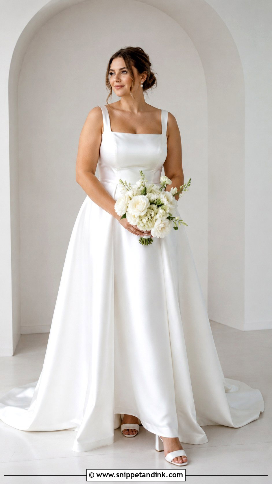 Chubby Satin Wedding Dress With Square Neckline - Snippet and Ink - 25 Chubby Wedding Dress Ideas