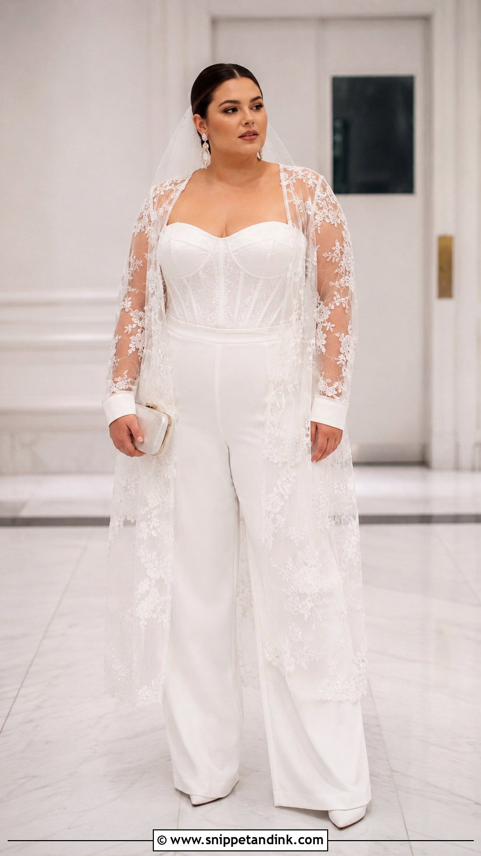 Chubby Wedding Dress With Bridal Pants Look - Snippet and Ink - 25 Chubby Wedding Dress Ideas