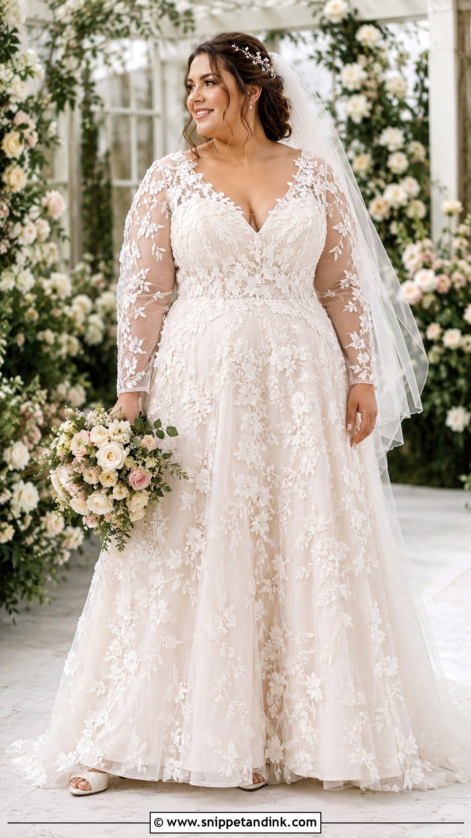 Chubby Wedding Dress With Floral Applique - Snippet and Ink - 25 Chubby Wedding Dress Ideas