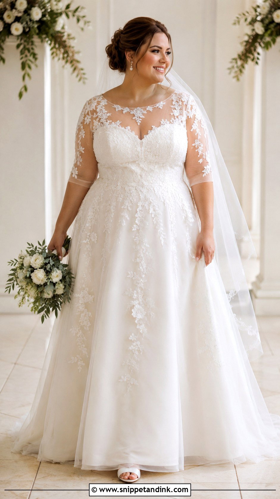 Chubby Wedding Dress With Illusion Neckline - Snippet and Ink - 25 Chubby Wedding Dress Ideas