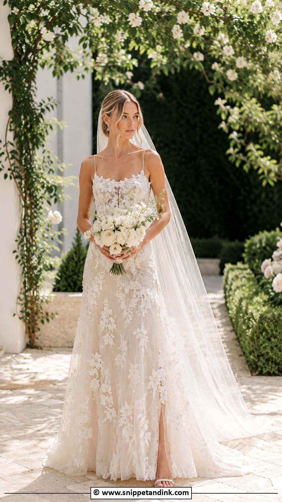 Cinq Floral Applique Wedding Dress - Snippet and Ink - 30 Cinq Wedding Dress Ideas
