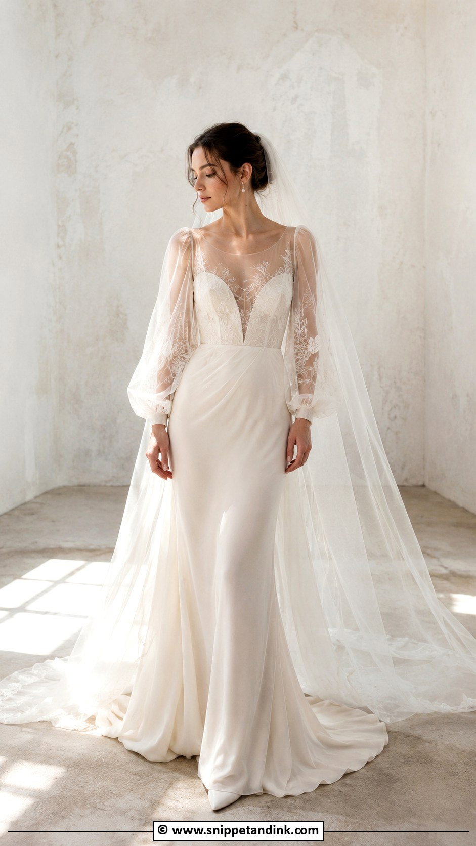 Cinq Sheer Wedding Dress - Snippet and Ink - 30 Cinq Wedding Dress Ideas
