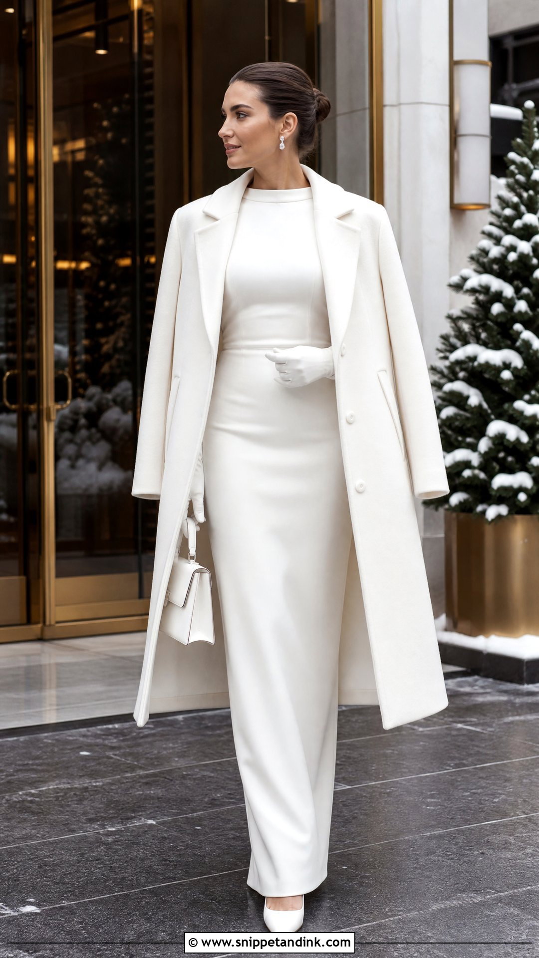 City Winter Wedding Gown With Bridal Coat - Snippet and Ink - 25 Winter Wedding Gowns