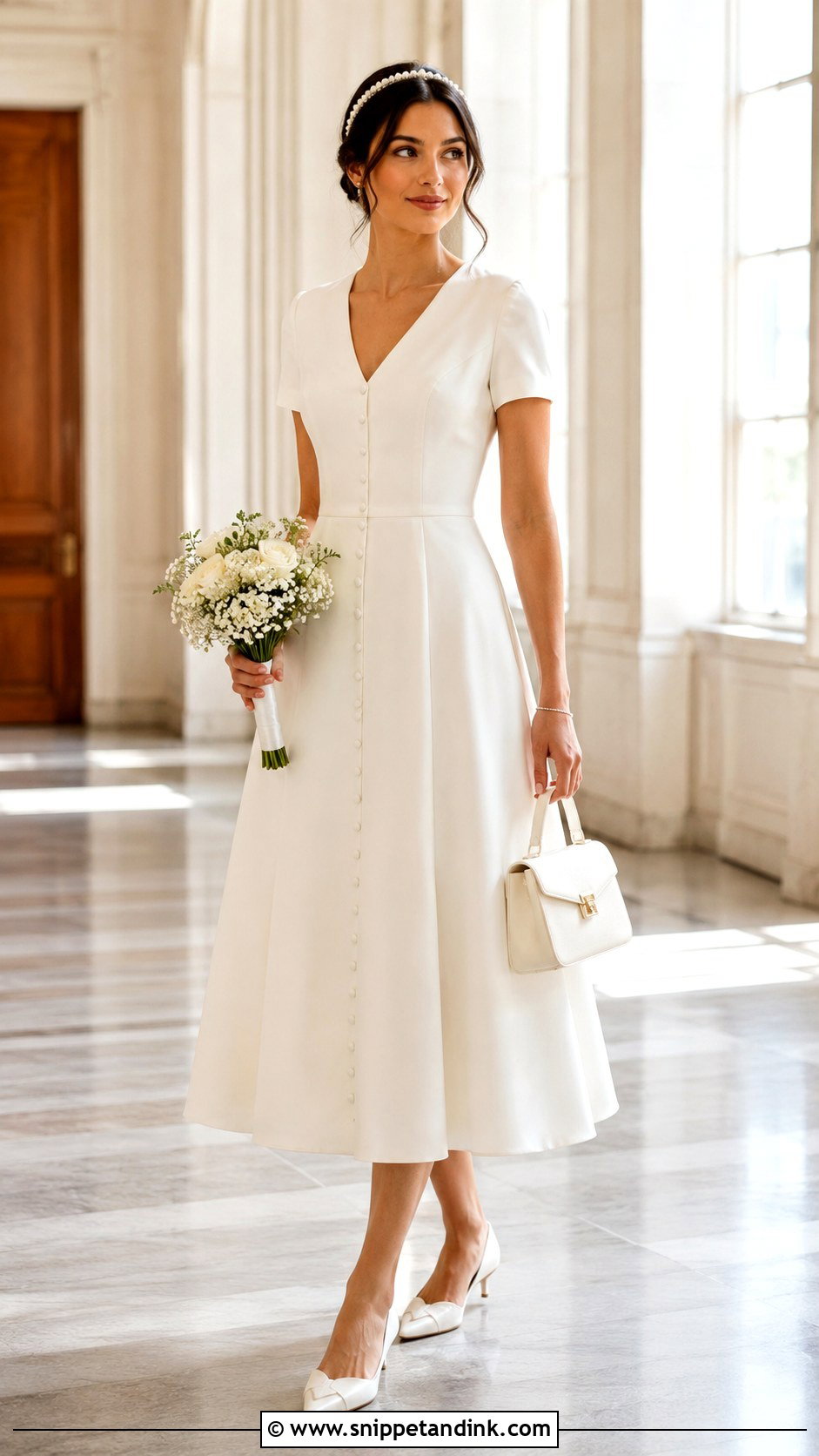 Civil Ceremony Button Front Midi Dress - Snippet and Ink - 20 Civil Ceremony Wedding Dresses