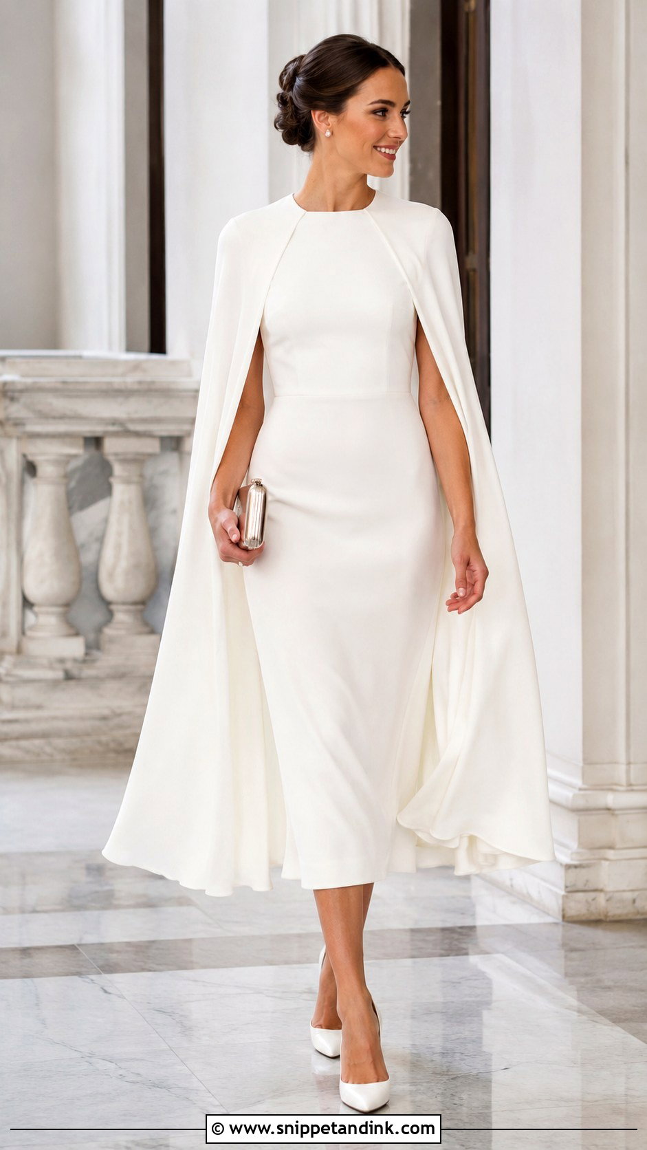 Civil Ceremony Cape Sleeve Dress - Snippet and Ink - 20 Civil Ceremony Wedding Dresses