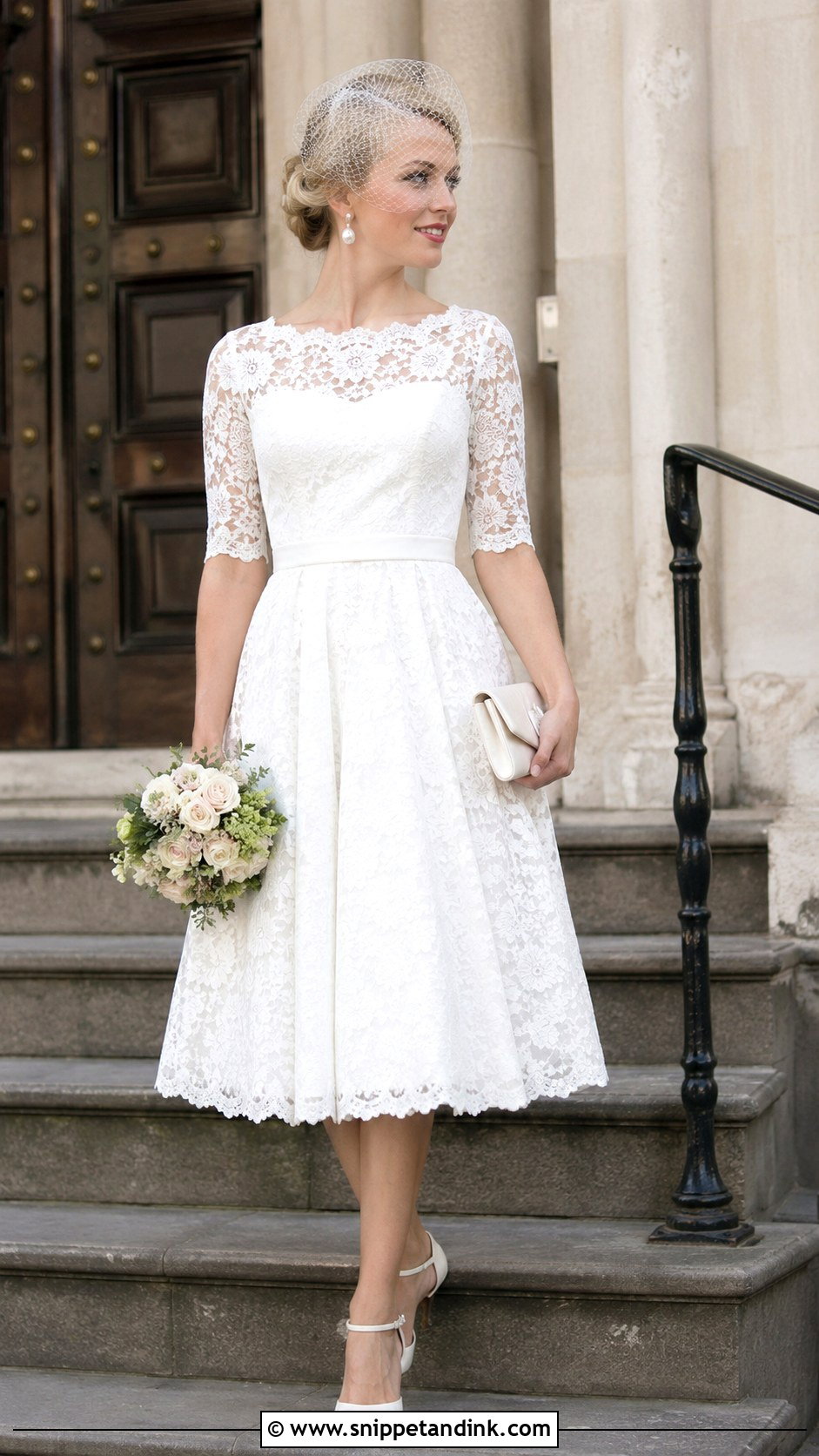 Civil Ceremony Lace Tea Length Dress - Snippet and Ink - 20 Civil Ceremony Wedding Dresses