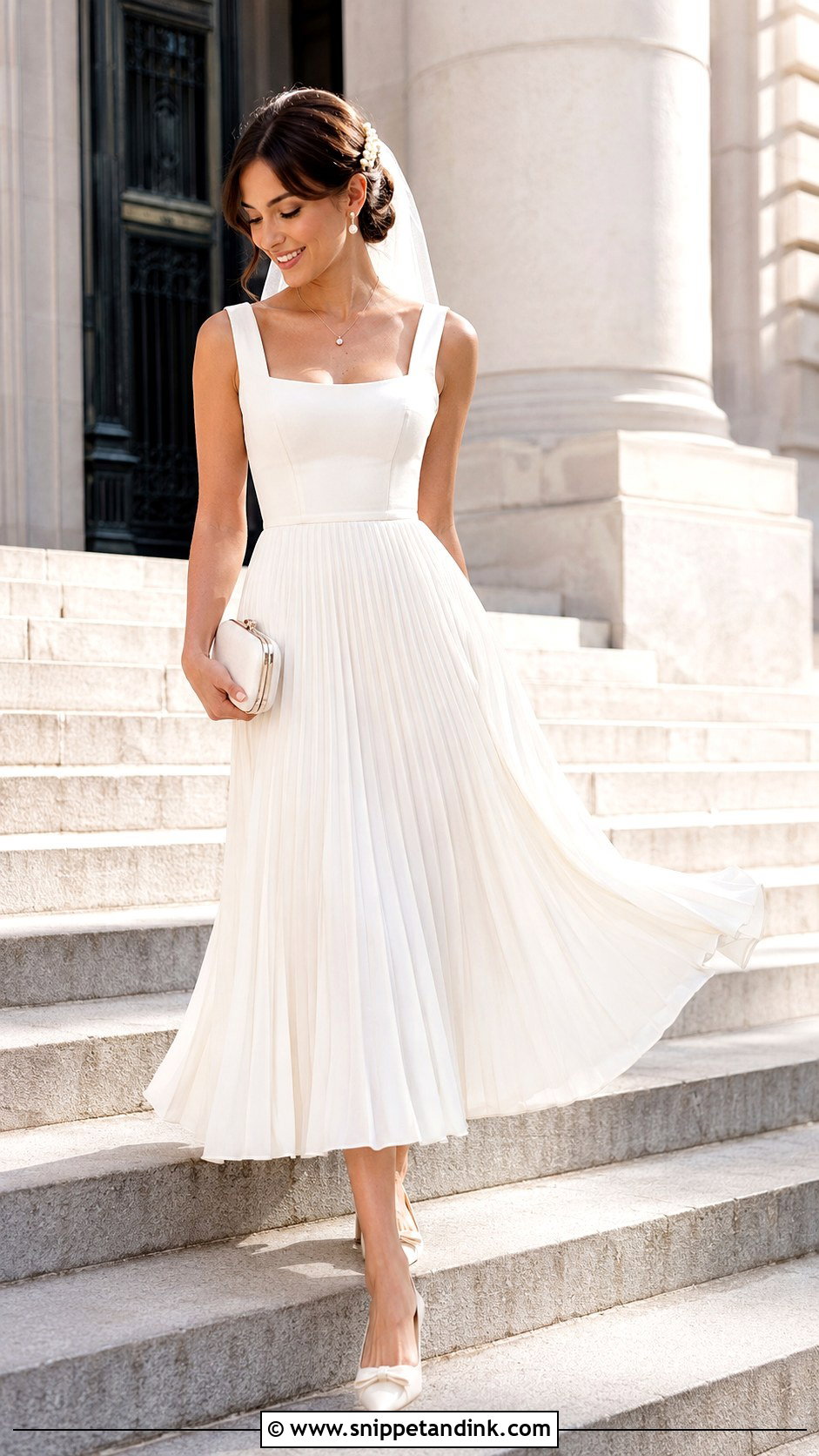 Civil Ceremony Pleated Midi Dress - Snippet and Ink - 20 Civil Ceremony Wedding Dresses