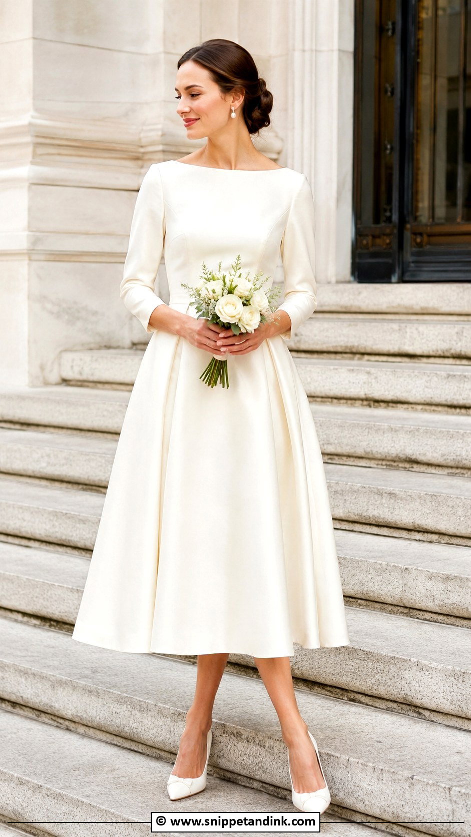 Civil Ceremony Tea Length Dress Outfit - Snippet and Ink - 30 Civil Ceremony Outfit Ideas