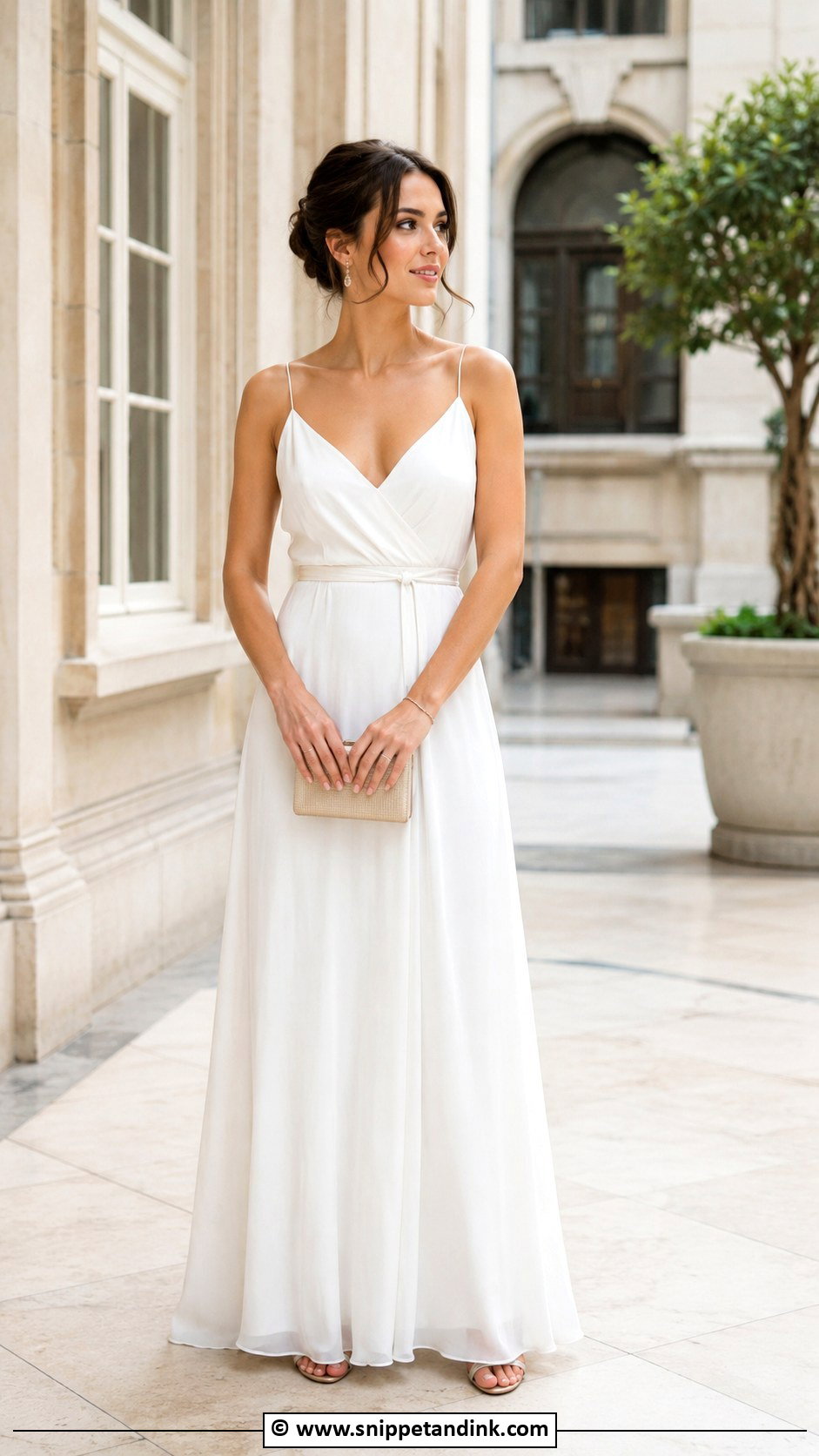 Civil Ceremony White Maxi Dress Outfit - Snippet and Ink - 30 Civil Ceremony Outfit Ideas