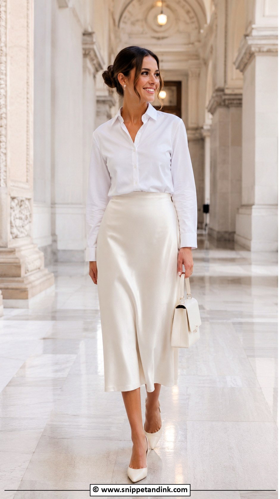 Civil Ceremony White Shirt And Skirt Outfit - Snippet and Ink - 30 Civil Ceremony Outfit Ideas