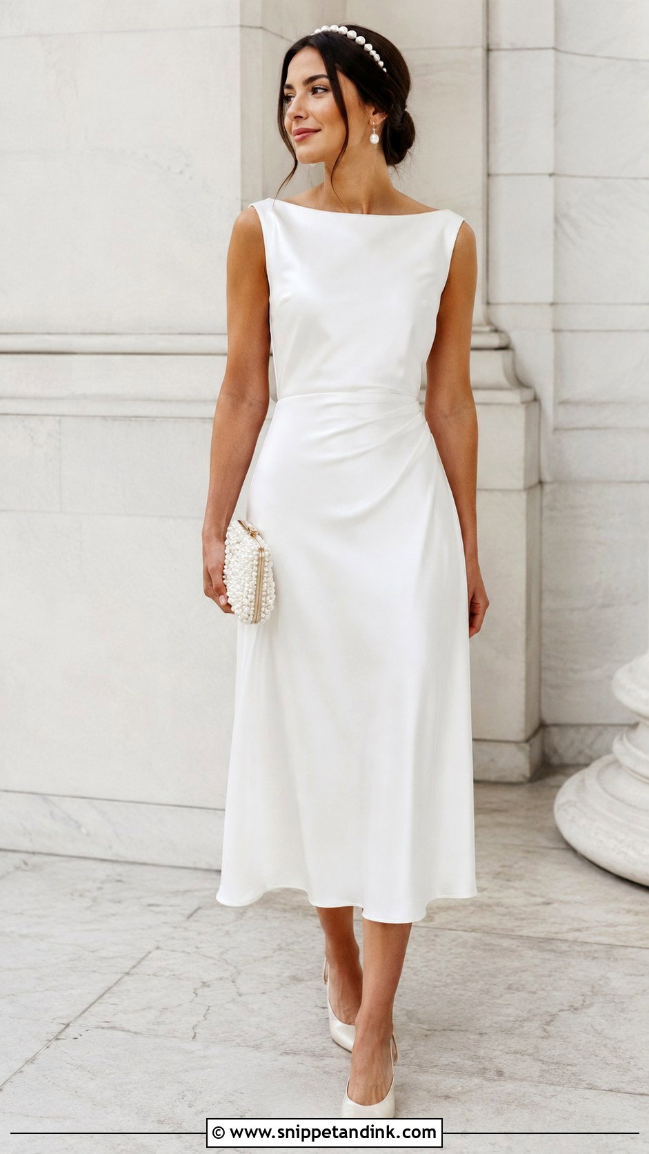 Civil Marriage Outfit With Pearl Accessories - Snippet and Ink - 25 Civil Marriage Outfit Ideas