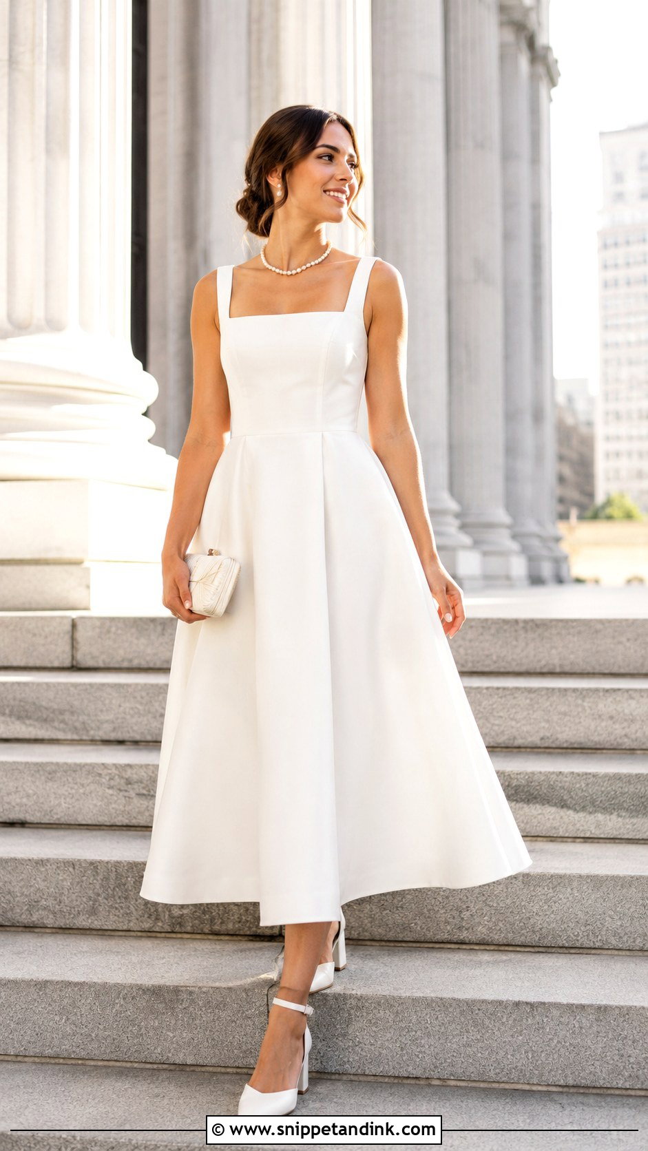 Civil Wedding A Line Midi Gown - Snippet and Ink - 25 Civil Wedding Gown Ideas