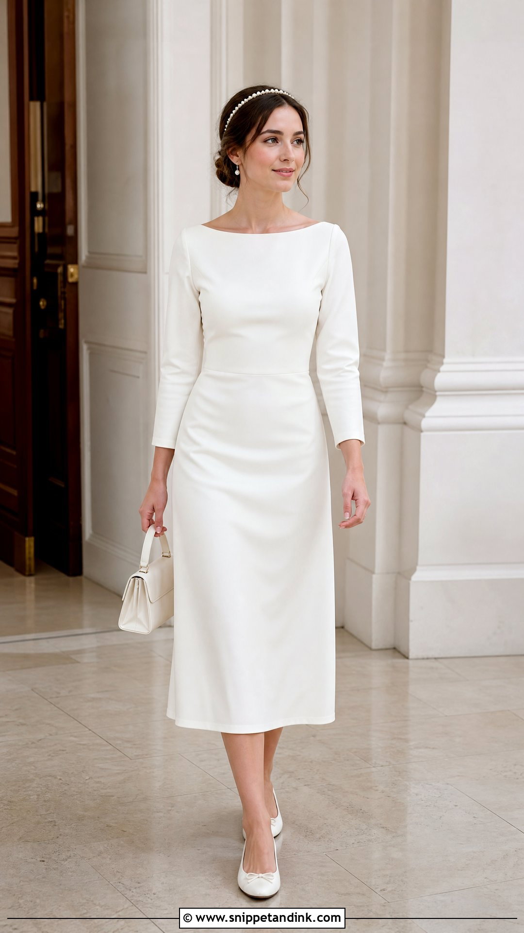 Civil Wedding Boat Neck Dress With Ballet Flats - Snippet and Ink - 25 Classy Simple Civil Wedding Dress Ideas