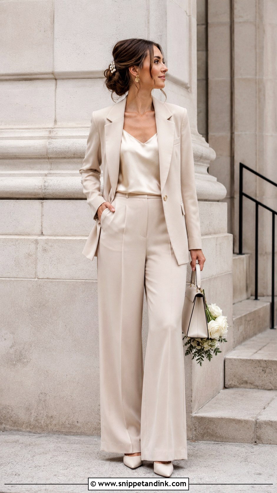 Civil Wedding Champagne Suit Outfit - Snippet and Ink - 20 Civil Wedding Outfit the Bride Ideas