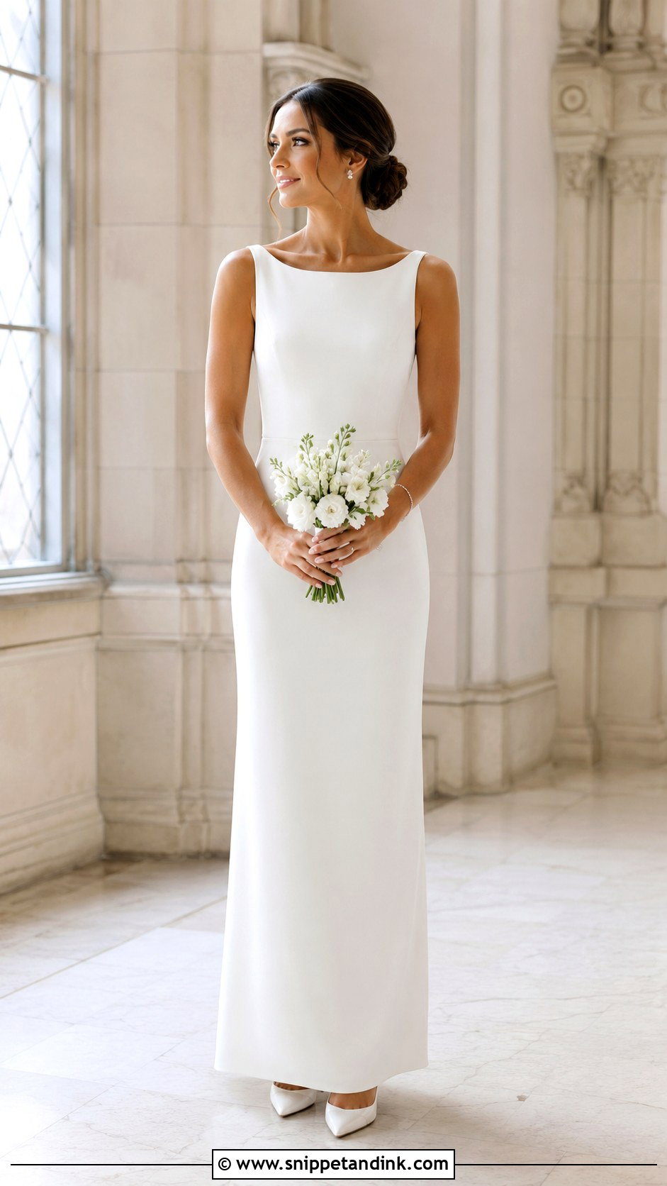 Civil Wedding Crepe Column Gown - Snippet and Ink - 25 Civil Wedding Gown Ideas