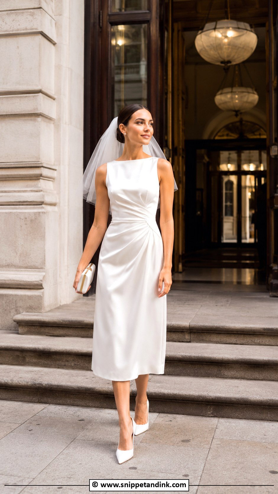 Civil Wedding Dress With Short Veil Outfit - Snippet and Ink - 30 Civil Marriage Dress Ideas