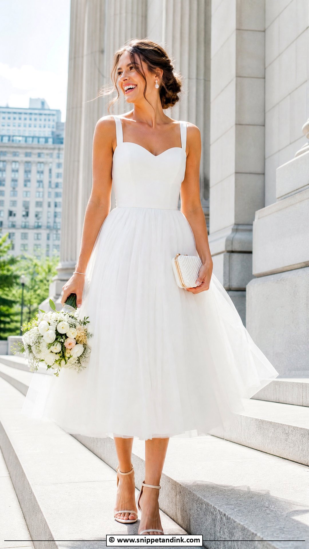 Civil Wedding Dress With Tulle Skirt And Simple Sandals - Snippet and Ink - 35 Civil Wedding Dress Ideas