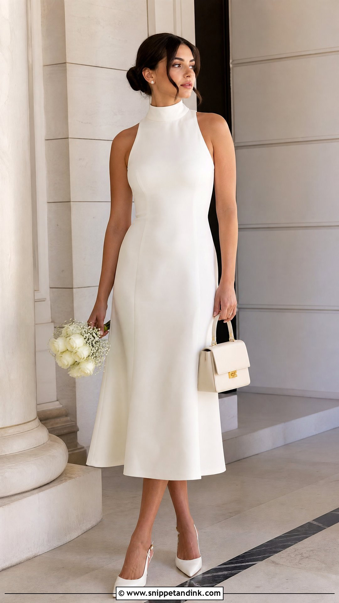 Civil Wedding High Neck Dress With Slingbacks - Snippet and Ink - 25 Classy Simple Civil Wedding Dress Ideas