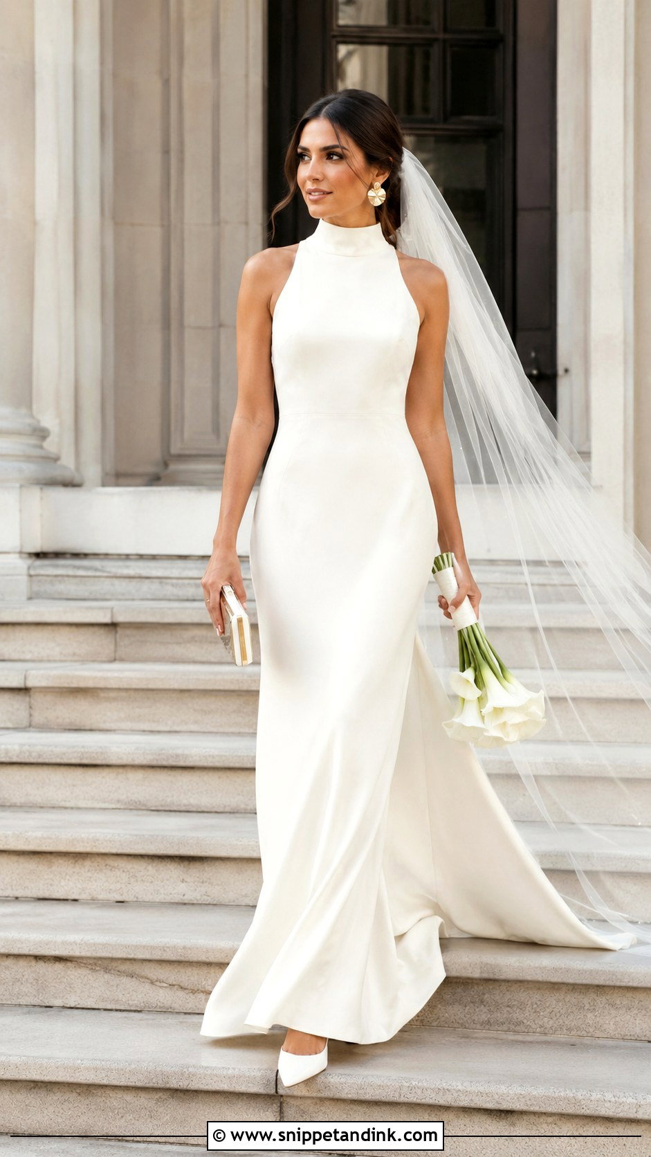 Civil Wedding High Neck Maxi Dress Outfit - Snippet and Ink - 20 Civil Wedding Outfit the Bride Ideas