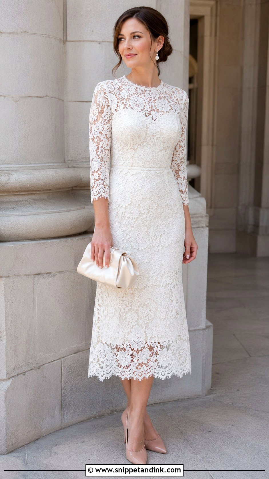 Civil Wedding Lace Midi Dress - Snippet and Ink - 25 Classy Civil Wedding Outfit the Bride Ideas