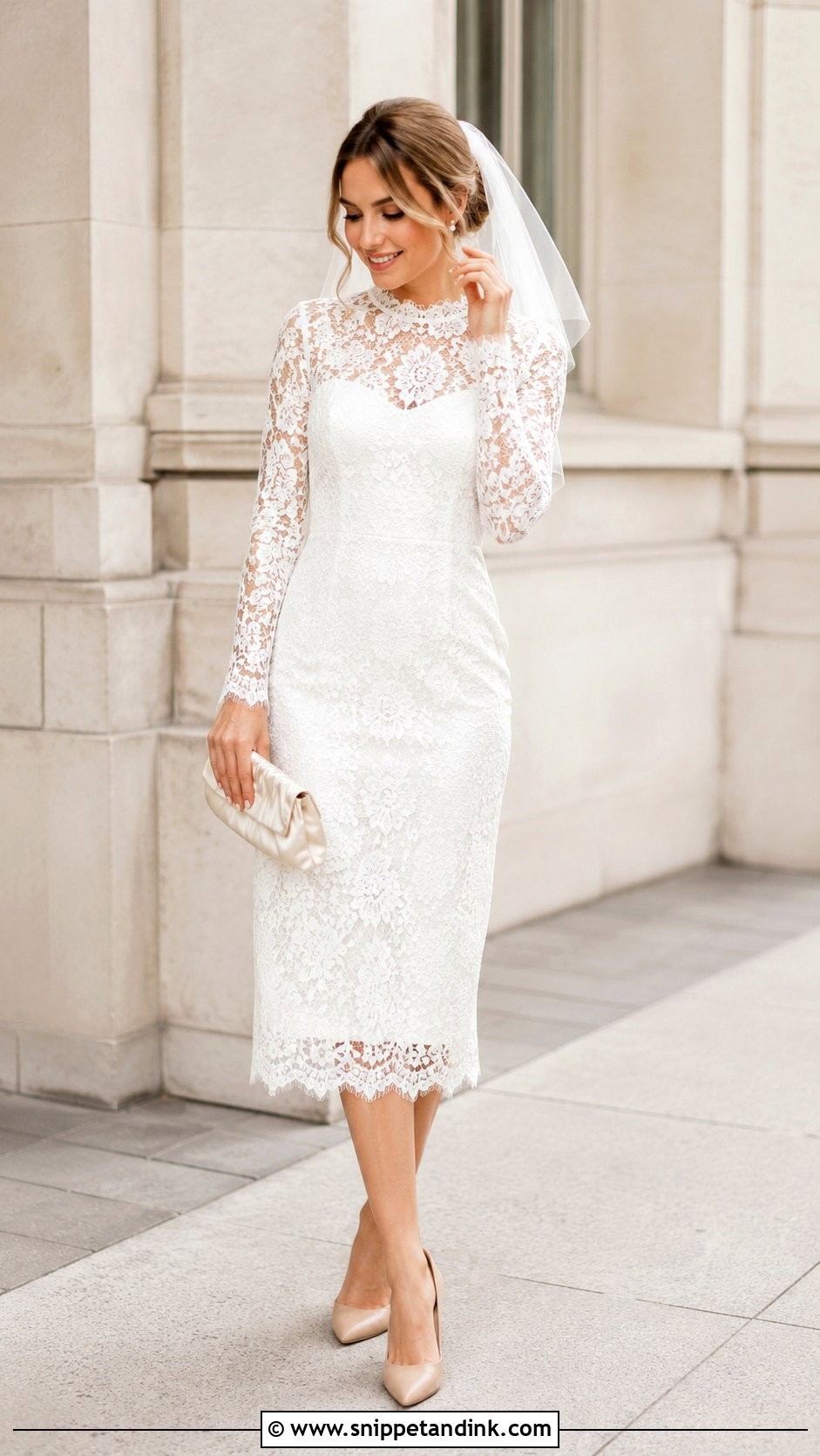 Civil Wedding Lace Midi Gown - Snippet and Ink - 25 Civil Wedding Gown Ideas