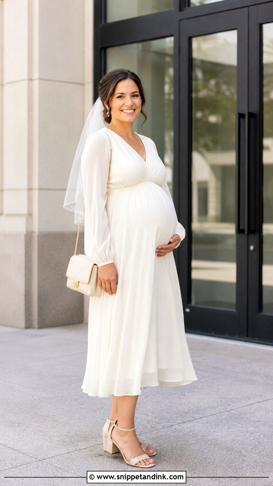 Civil Wedding Maternity Empire Waist Dress Outfit - Snippet and Ink - 20 Civil Wedding Outfit the Bride Ideas