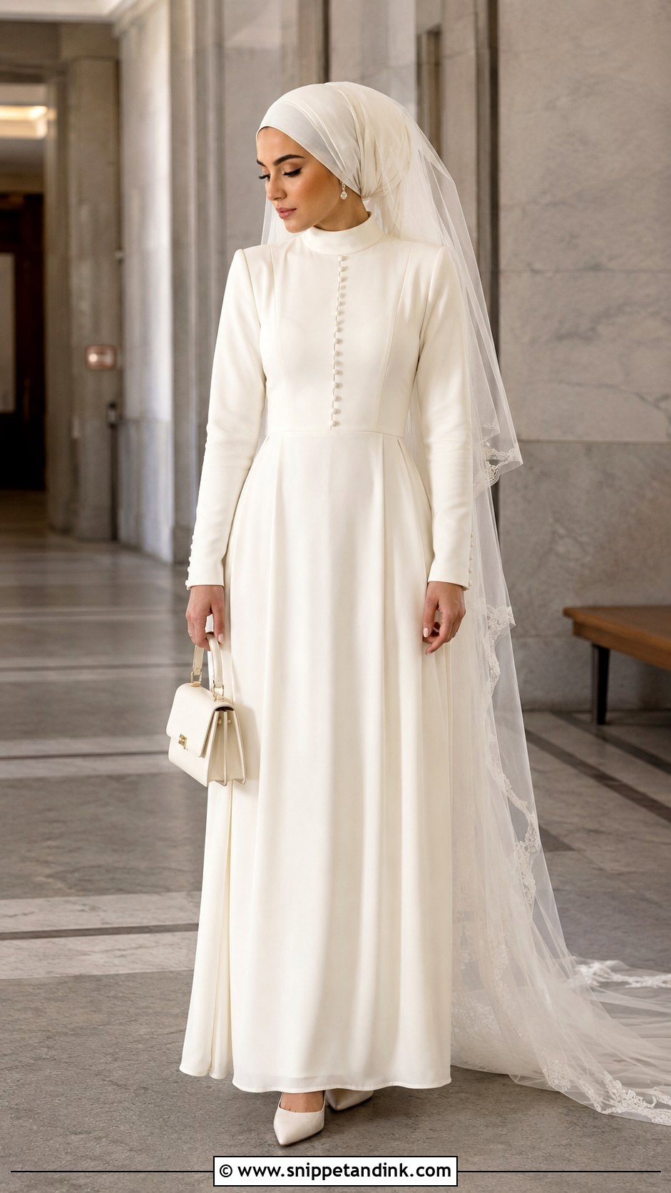 Civil Wedding Modest Long Sleeve Maxi Dress Outfit - Snippet and Ink - 20 Civil Wedding Outfit the Bride Ideas
