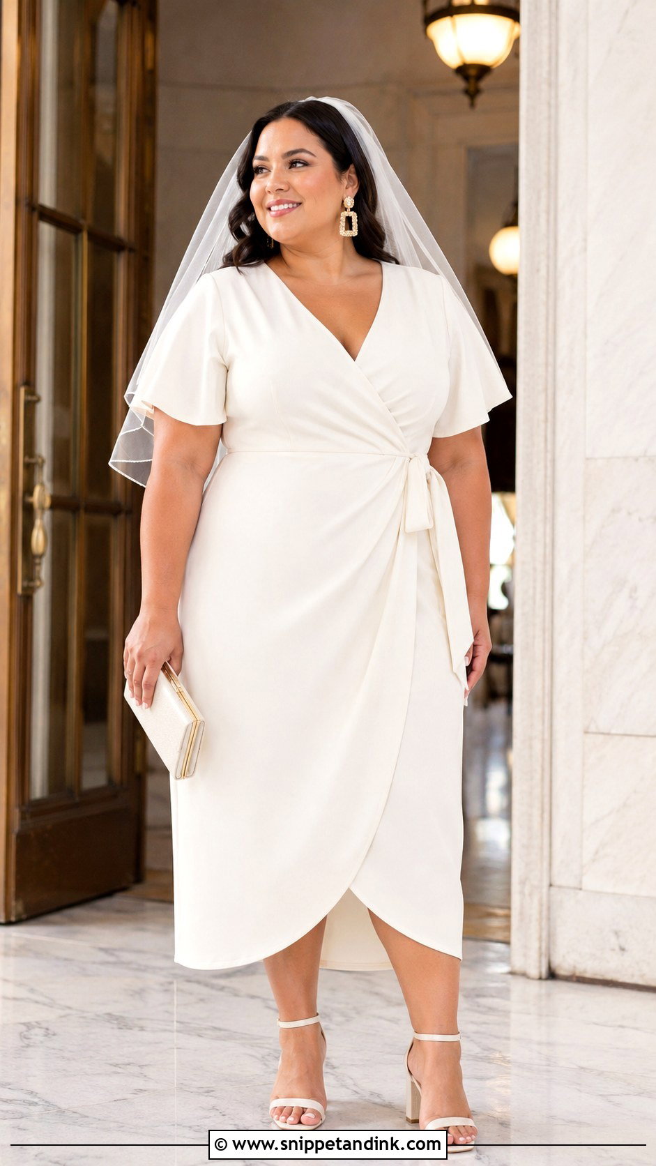 Civil Wedding Off Shoulder Midi Dress Outfit - Snippet and Ink - 20 Civil Wedding Outfit the Bride Ideas