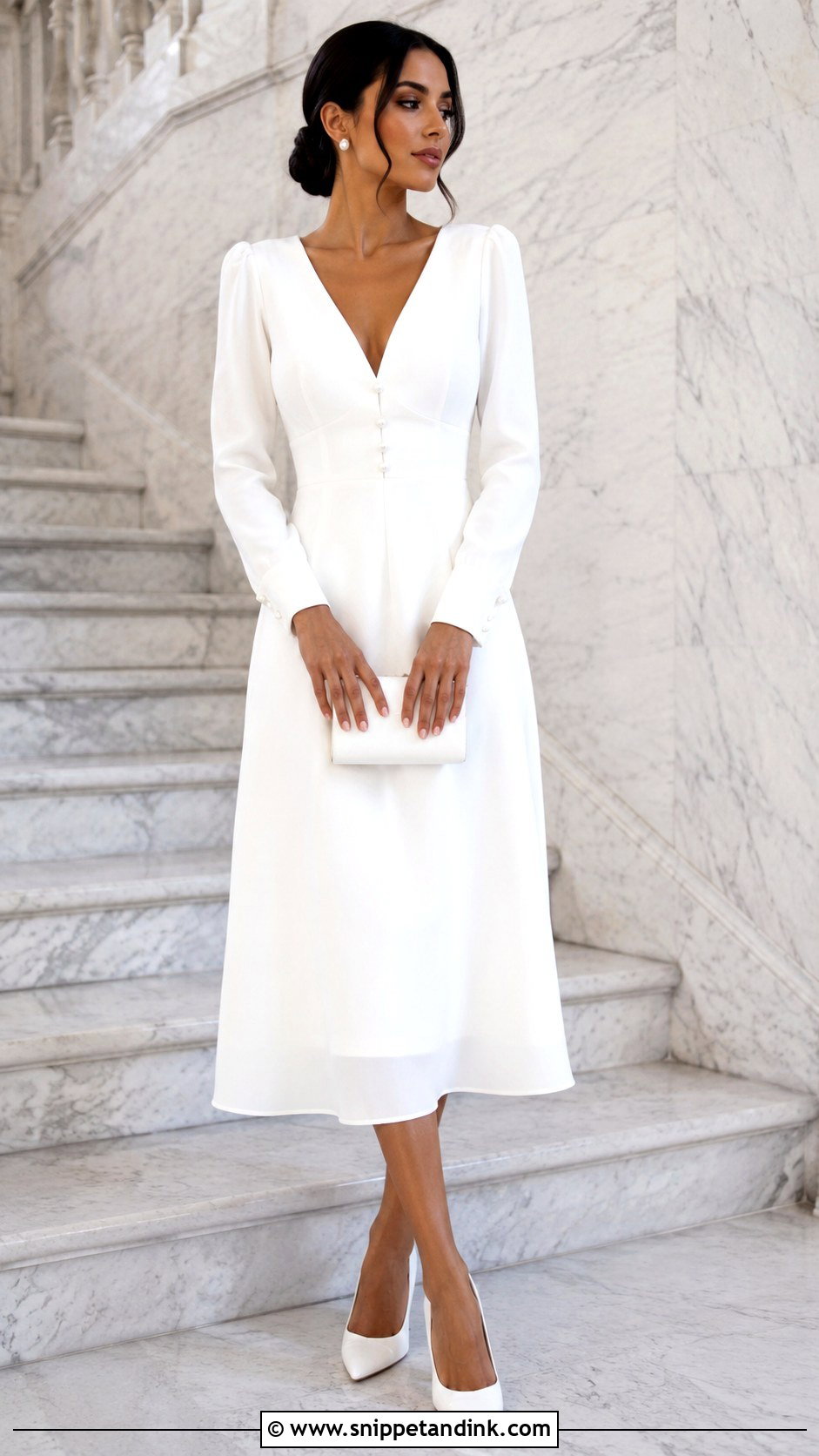 Civil Wedding Pearl Detail Dress - Snippet and Ink - 25 Classy Civil Wedding Outfit the Bride Ideas