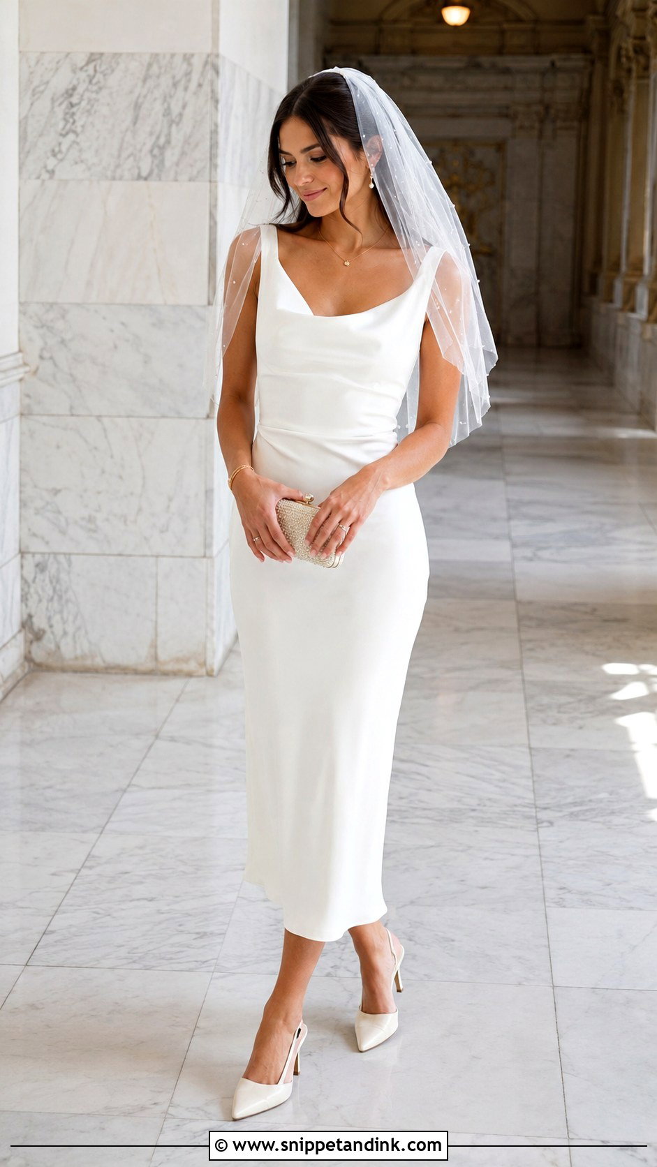 Civil Wedding Satin Midi Dress Outfit - Snippet and Ink - 20 Civil Wedding Outfit the Bride Ideas