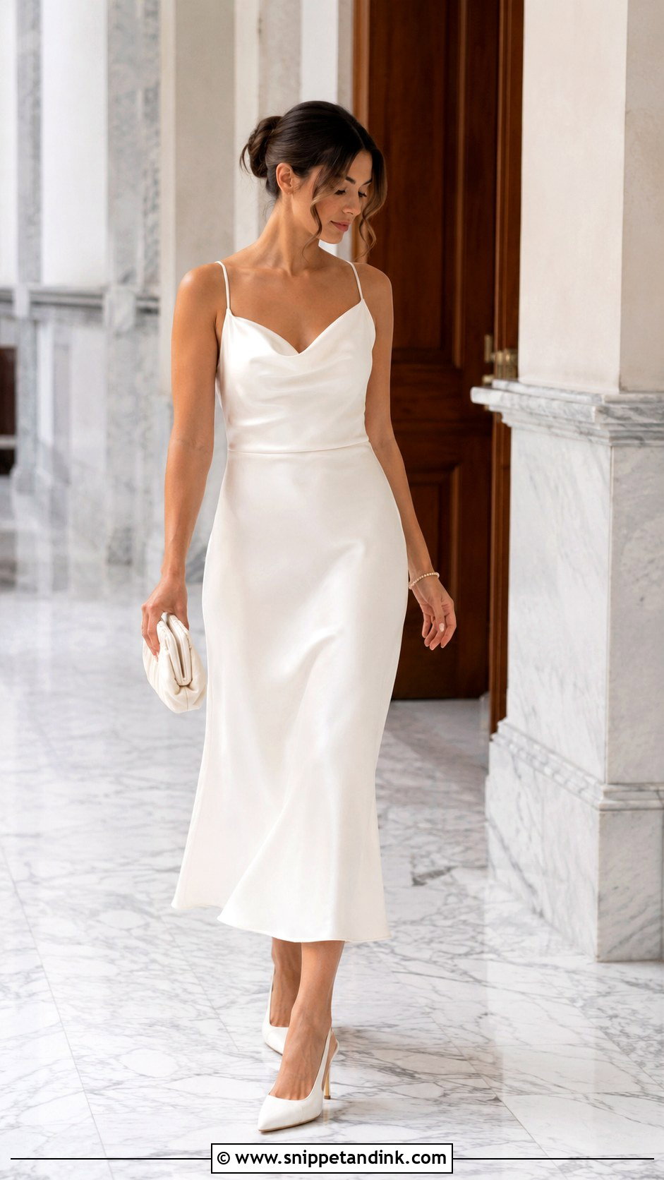 Civil Wedding Satin Midi Dress - Snippet and Ink - 25 Classy Civil Wedding Outfit the Bride Ideas