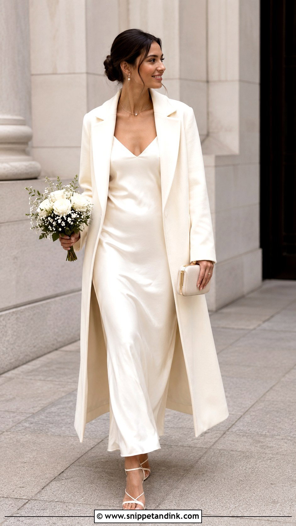 Civil Wedding Slip Dress And Coat - Snippet and Ink - 25 Classy Civil Wedding Outfit the Bride Ideas