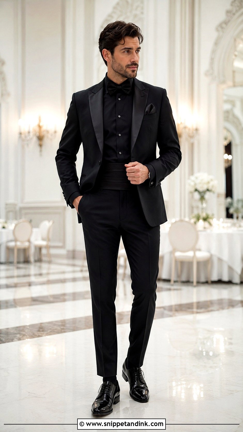 Classic All Black Peak Lapel Tux - Snippet and Ink - 20 All Black Tux Wedding Ideas