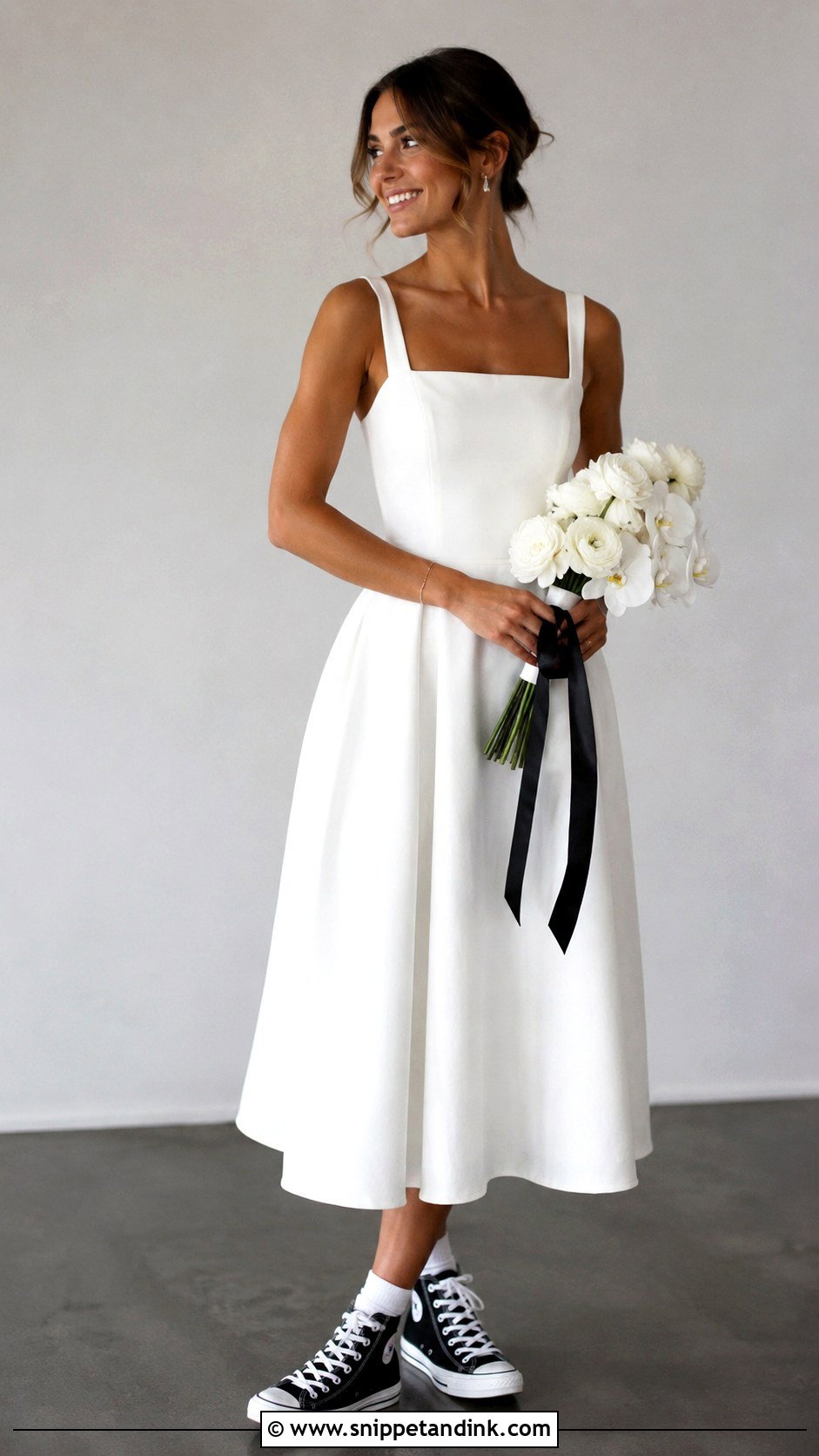 Classic Black And White Wedding Converse With Any Dress - Snippet and Ink - 30 Wedding Converse Ideas