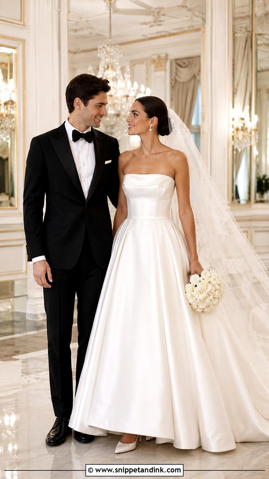 Classic Black Tie Bridal Couple Outfit - Snippet and Ink - 20 Bridal Couple Ideas