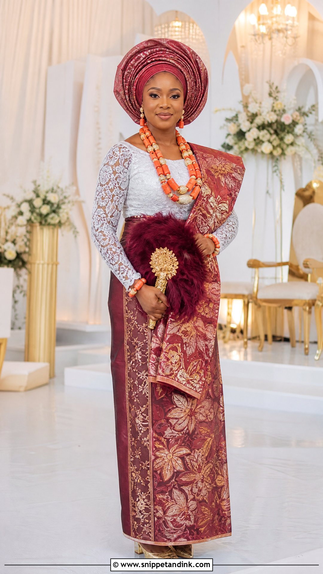 Classic Double Wrapper Urhobo Bride Outfit - Snippet and Ink - 20 Urhobo Bride Ideas
