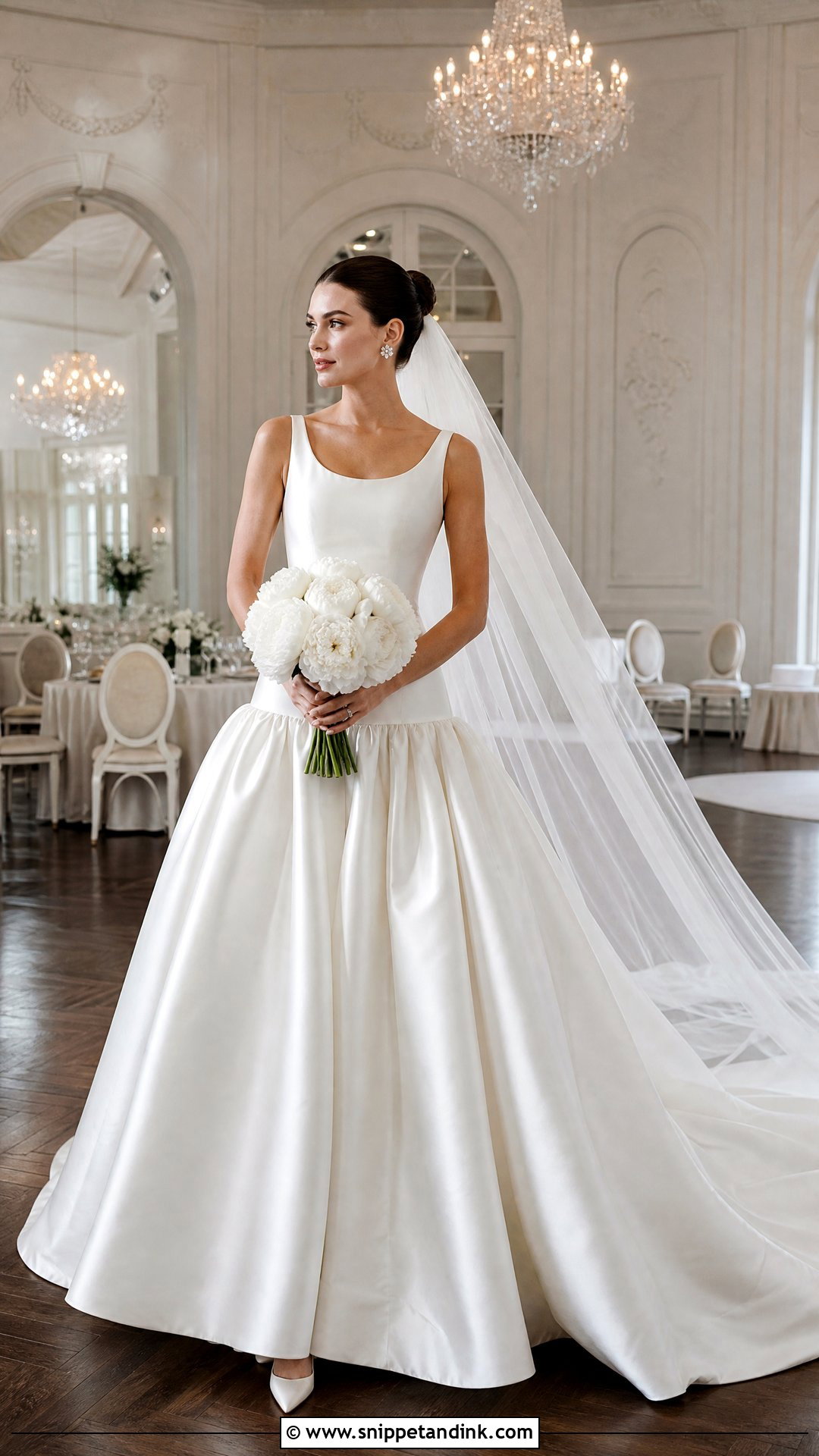 Classic Drop Waist Satin Ball Gown - Snippet and Ink - 25 Classic Bride Dress Ideas