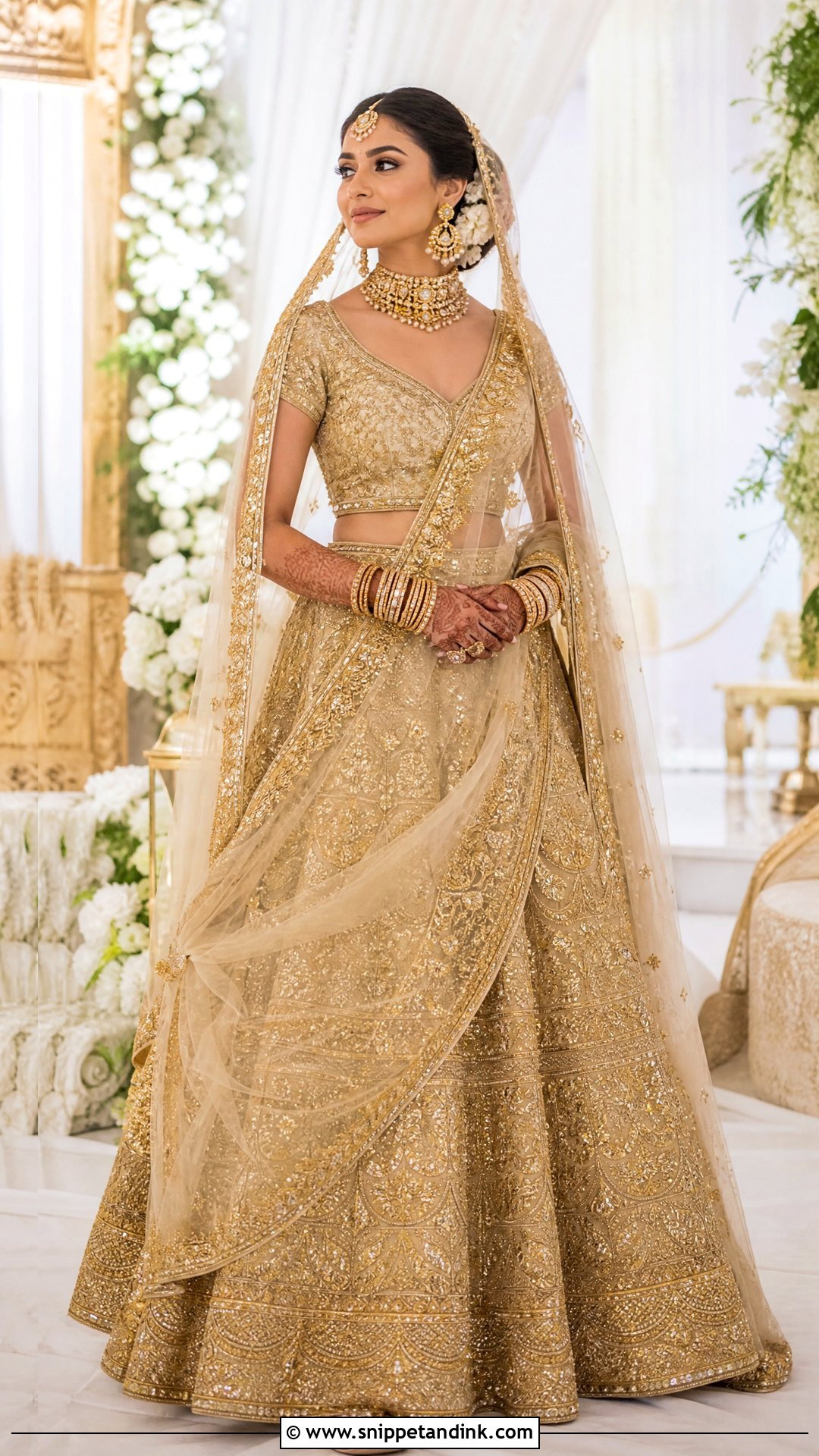 Classic Golden Bridal Lehenga - Snippet and Ink - 25 Golden Bridal Dress Ideas