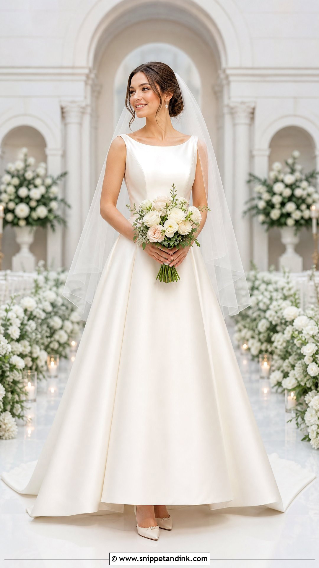 Classic Gown And Veil Bridal Ceremony Outfit - Snippet and Ink - 20 Bridal Wardrobe Ideas