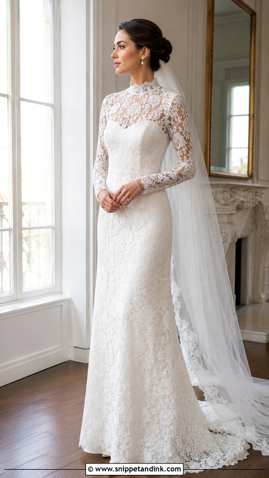 Classic High Neck Lace Wedding Dress - Snippet and Ink - 20 Classic Lace Wedding Dress Ideas